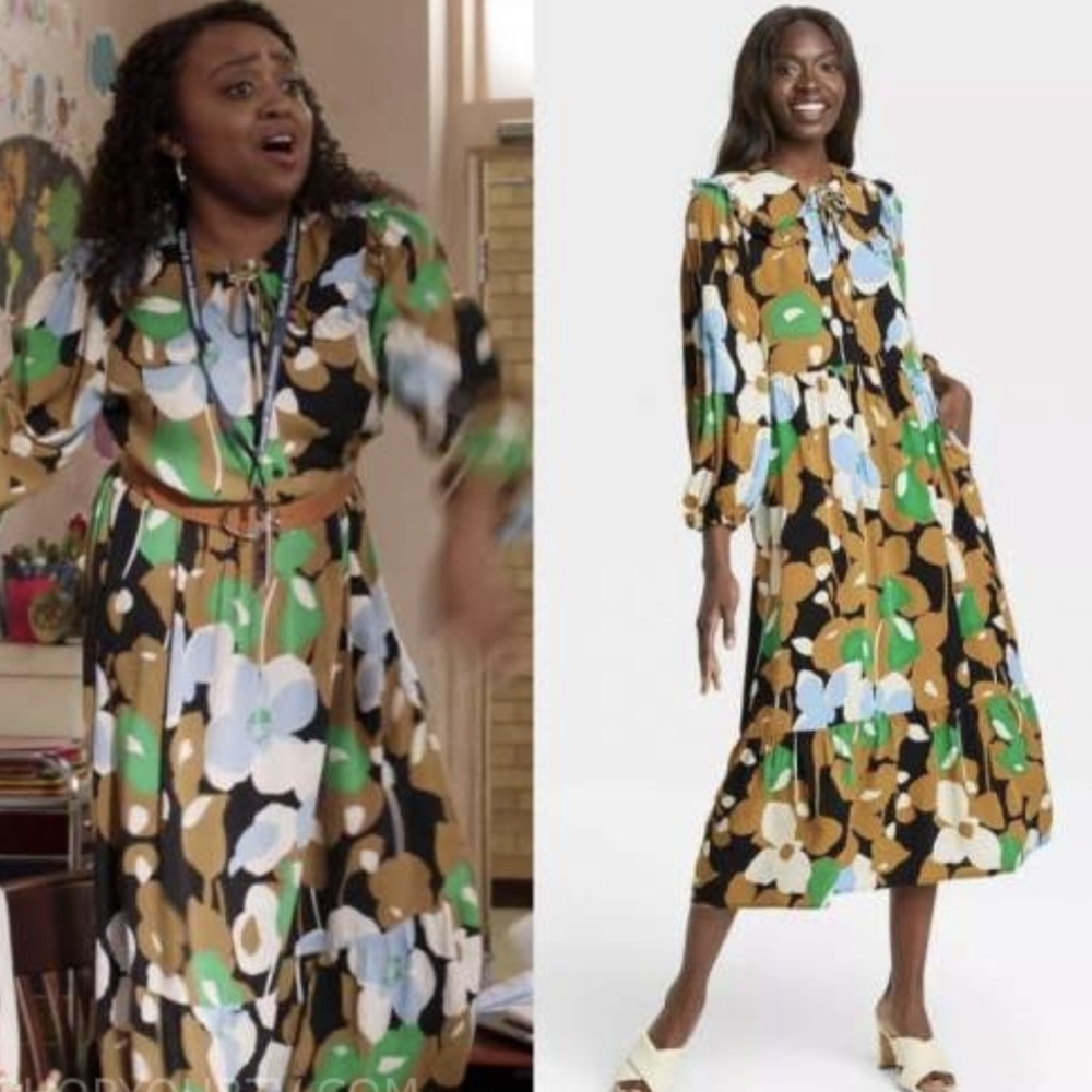 Who What Wear Green Floral Maxi Dress Size L